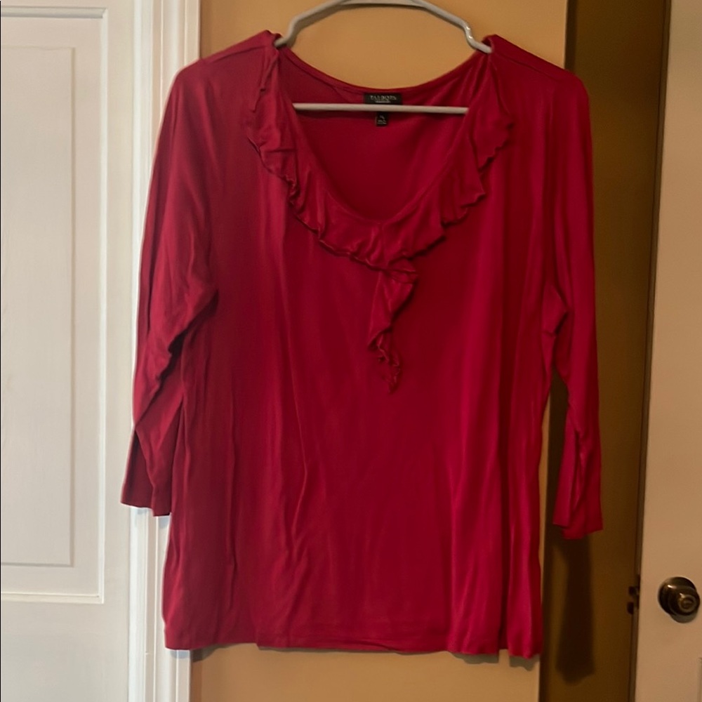 Talbots Red Ruffled Shirt